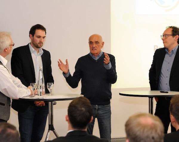 Podiumsdiskussion beim 4. Sportfürsorge Praxis-Forum mit Benjamin Chatton, Martin Kind und Mark Schober