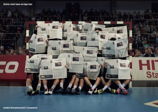Das Motiv der deutschen Handballer erscheint erstmals am Sonntag, den 7. Februar in der Frankfurter Allgemeinen Sonntagszeitung