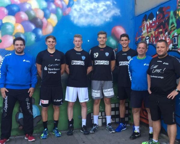 Finnian Lutze, Christian Herz, Marvin Panofe und Thore Oetjen spielen ab der kommenden Saison bei Handball Lemgo.