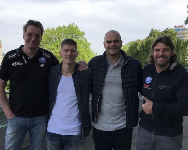Beirat Jörg Föste, Jeffrey Boomhouwer, Rafael Baena, Trainer Sebastian Hinze - Bergischer HC