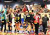 Jubel der Spielerinnen von Aalborg DH nach Weiterkommen in CL gegen Nieder�sterreich in Saison 2005/06