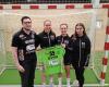 TSV Nord Harrislee, v.l.n.r.: Trainer Malte B�hrnsen, Neuzug�nge Ellis Bruhn und Katharina Fahl, Co-Trainerin Milena Natusch