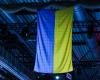 Flagge Ukraine in Halle