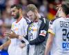Philipp Weber, Patrick Groetzki, Djibril M´Bengue, DHB-Team enttäuscht nach Niederlage, Deutschland - Norwegen, Handball-WM 2023