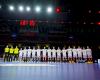 Die deutsche U21-Handball-Nationalmannschaft bei der Nationalhymne, Max-Schmeling-Halle, Junioren