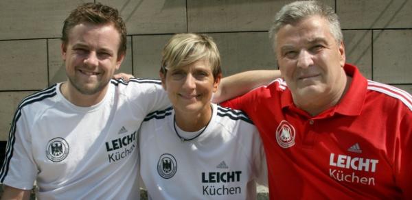 Trainer-Trio übt "Schulterschluss": Heine Jensen (Leipzig), Renate Wolf (Leverkusen) und Dietmar Schmidt (Frankfurt/Oder)