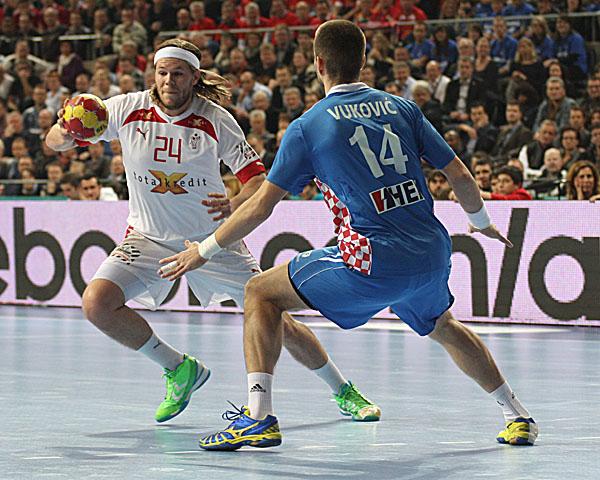 WM 2013, DEN-CRO: Mikkel Hansen gegen Drago Vukovic