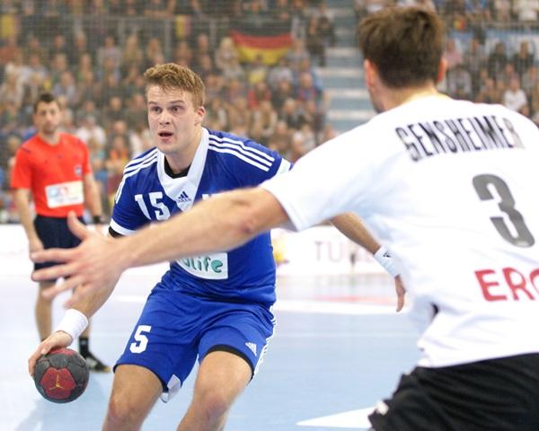 Richard Sundberg 2014 bei einem Spiel der Finnen gegen das DHB-Team