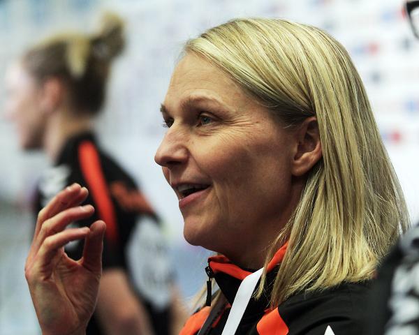 Helle Thomsen, Trainerin der Niederlande: "Wir sind froh, dass wir es nach Hamburg geschafft haben."