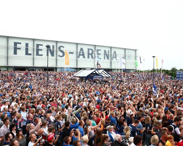 Das Spiel der SG in der Flens-Arena - hier bei der Meisterfeier 2018 - gegen Leipzig wurde vorgezogen