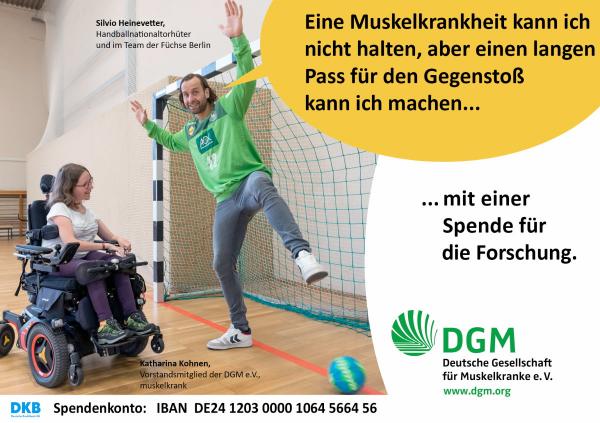 Plakat der Deutschen Gesellschaft für Muskelkranke e.V. mit Silvio Heinevetter