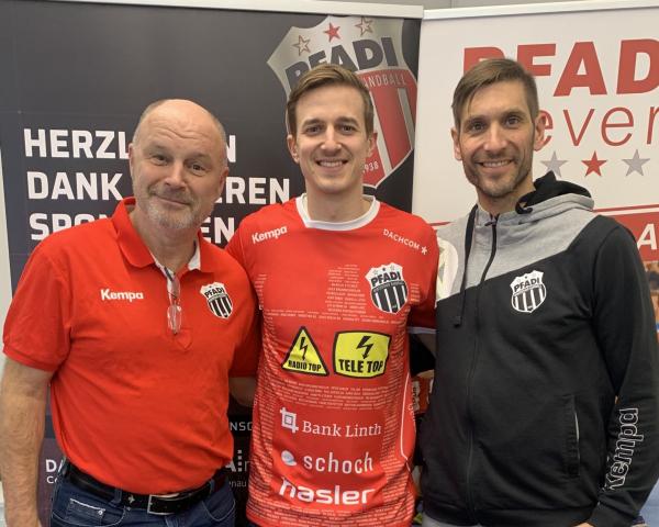 Jürg Hofmann (Präsident), Roman Sidorowicz, Adrian Brüngger (Trainer) - Pfadi Winterthur