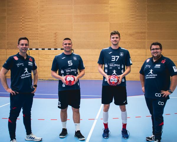 Ahlener SG, Trainer Frederik Neuhaus, Matthias Schwalbe, Alexander Jungeilges und Team-Manager Jan Anton