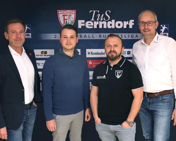 Management TuS Ferndorf, v.l.n.r.: Axel Körver, Sebastian Schöneseiffen, Mirza Sijaric, Dirk Stenger