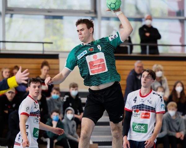 Max Beneke im Viertelfinale gegen die SG Flensburg-Handewitt. 