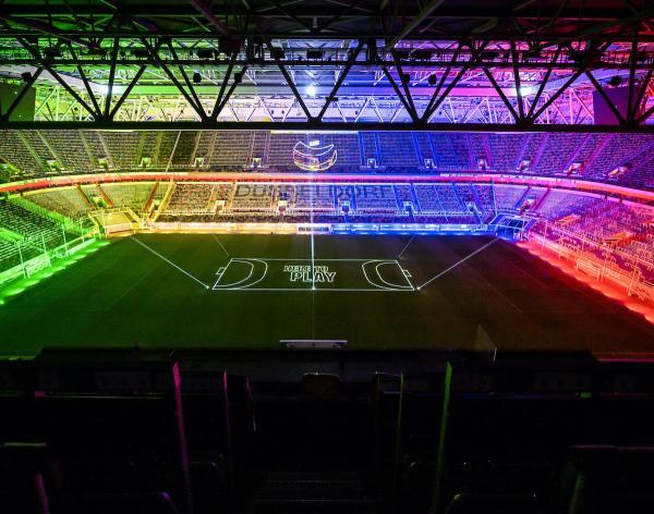 In der Düsseldorfer Fußball-Arena findet in 50 Tagen das EM-Eröffnungsspiel statt.
